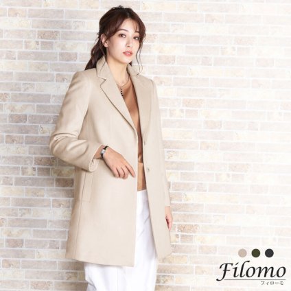 Filomo レディース チェスターコート カシミヤ ブレンド ウール 秋 冬 アウター テーラード ブランド ベージュ カーキ ブラック Aライン 春 アウター 冠婚葬祭 30代 40代 50代 60代 ギフト プレゼント 6F (02000263r)