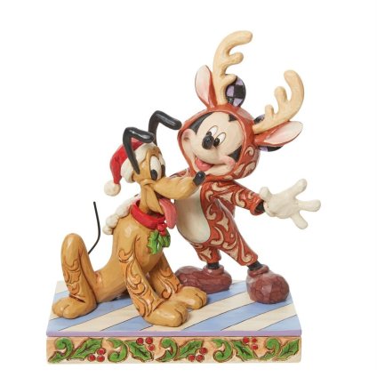 トナカイのミッキーとプルート 15.8cm クリスマス | ディズニー トラディションズ ジムショア グッズ フィギュア 人形 置物 彫刻 Jim Shore 正規輸入品