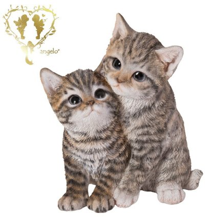 【寄り添うサバトラ猫】 CAT　リビング、 玄関　ガーデン 雑貨 オーナメント  おしゃれ置物 樹脂 お出迎え  おうち時間 WooBia