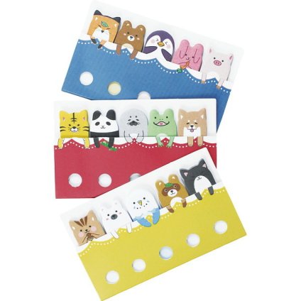【直送】ノーブランド アニマル付箋 [26-0540-022] 付箋 5柄各20枚 アニマル 動物 かわいい 目印 ブックマーク 手帳 雑誌 ステーショナリー 文房具 事務用品 景品 粗品 ギフト