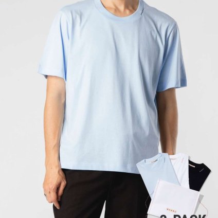 マルニ MARNI THJE0211X2 UTCZ68 Tシャツ 3枚セット T-SHIRT 3 PACK レディース メンズ トップス 半袖 カットソー クルーネック コットン ショートスリーブ 綿 プレゼント ギフト ミネラルアイス 40 42 44