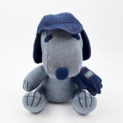 スヌーピー EDWIN ベースボール ぬいぐるみ S インテリア デニム SNOOPY
