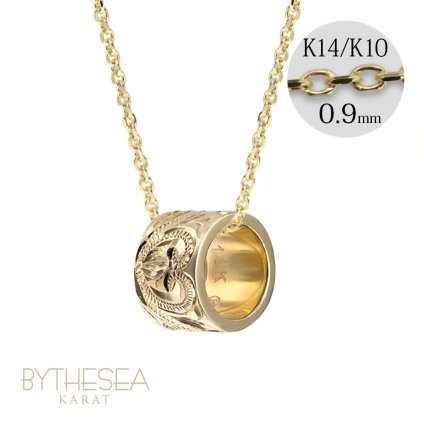 ゴールド ネックレス ハワイアンジュエリー ネックレス ゴールド イエローゴールド ネックレス スクロールチューブ Lサイズ 14k カットあずきチェーン太0.9mm ギフトラッピング可能 メンズ レディース プレゼント クリスマス 【品番：CG-GP126-CH123】