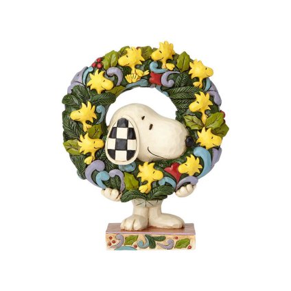 スヌーピーとウッドストック クリスマス リース 14.4cm | ジムショア ピーナッツ グッズ フィギュア 人形 置物 彫刻 Jim Shore 正規輸入品