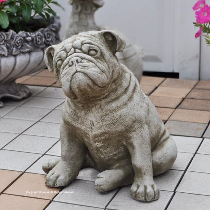 英国製【ブルドッグ】犬置物 ストーン石像【ガーデニング雑貨】 イングリッシュガーデン ウエルカム ドッグ 