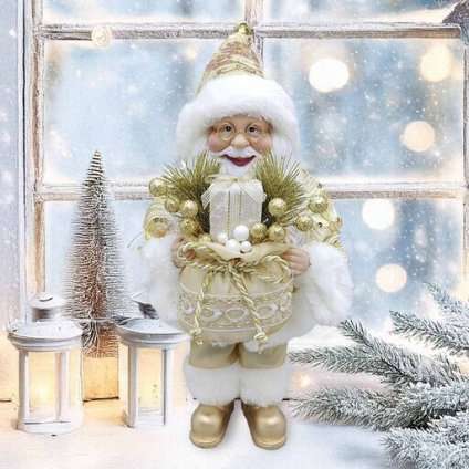 ヨーロピアンスタイルサンタクロース ゴールド 高さ50cm クリスマス クリスマスグッズ オーナメント ノエル 人形 ドール 北欧 置物