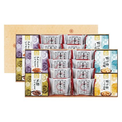 実りの秋の贈り物 和菓子詰合せ 風雅甘々 黒糖丸ぼうろ×16、揚げ餅（しお味･しょうゆ味）（各20g）･さつまいもかりんとう･黒糖 かりんとう（各40g）×各2