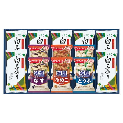 実りの秋の贈り物 味之庵 アマノフーズ&白子のり 白子のり味のり（8切5枚入）×7、減塩いつものおみそ汁（なす9g･とうふ10.3g･なめこ8g）×各2