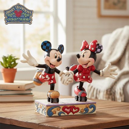ミッキー&ミニー ローラースケート 14cm | ディズニー トラディションズ ジムショア グッズ フィギュア 人形 置物 彫刻 Jim Shore 正規輸入品