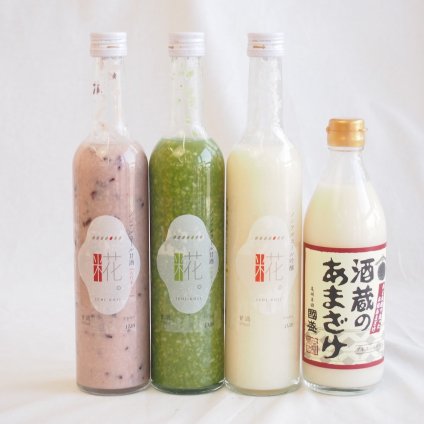 セレクト甘酒4本セット(山崎(愛知県)一糀吟醸・抹茶・古代あまざけ500ml×3本国盛（愛知県）酒蔵のあまざけ500ml)