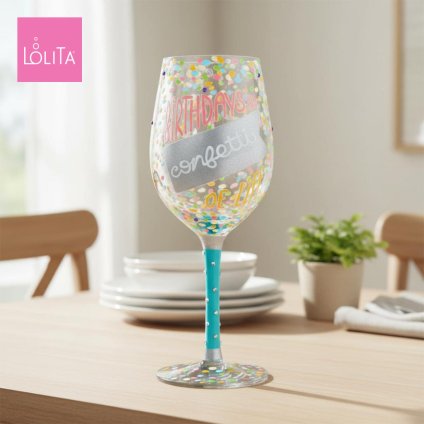 Lolita ワイングラス Birthdays Are Confetti 22.4cm バースディは紙吹雪で | かわいい おしゃれ ポップ モダン デザイン食器 アート ロリータ･ヤンシー 正規輸入品