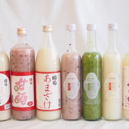 セレクト甘酒7本セット(国菊(福岡県)発芽玄米甘酒985g国菊(福岡県)甘酒黒米900ml国菊(福岡県)あまざけ900ml山崎(愛知県)一糀吟醸・抹茶・古代あまざけ500ml×3本奥飛騨(岐阜県）甘酒500ml
