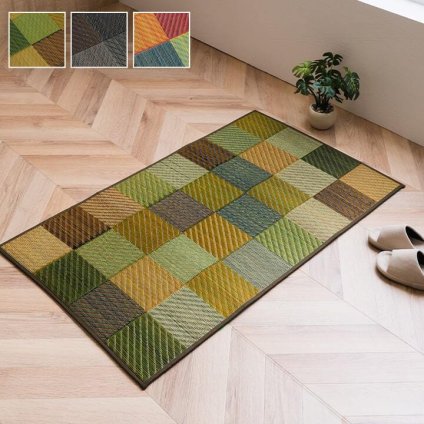 ラグ カーペット 玄関 マット 室内 おしゃれ 日本製 国産 い草 自然素材 カラフル カジュアル 約60×90cm