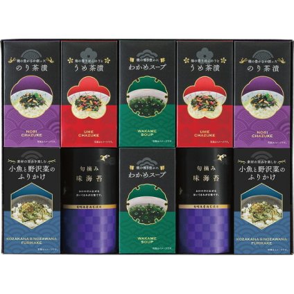味海苔＆茶漬＆ふりかけ＆スープ詰合せ [26-7616-075] LJD-50 有明海産味海苔 小魚野沢菜ふりかけ わかめスープ のり茶漬 うめ茶漬 詰め合わせ セット ギフト 出産内祝い 結婚内祝い お返し 内祝い