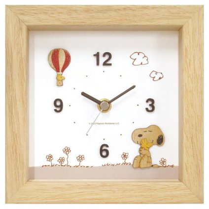 【直送】アートプリントジャパン ピーナッツ PEANUTS ウッドパーツクロック [26-0252-094] 130968 ナチュラル 卓上時計 置時計 壁掛け時計 スイープ秒針 静音 スヌーピー 木製 キャラクター おしゃれ ギフト プレゼント
