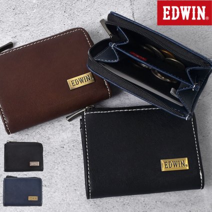 コインケース エドウィン EDWIN 小銭入れ ミニ 財布 メンズ 男性 ブランド コンパクト ウォレット サブ財布 サイフ 大容量 軽量 スリム 薄型 小さい おしゃれ シンプル 黒 ブラック ネイビー ブラウン レザー 合皮 大人 男の子 男子 中学生 高校生 誕生日 プレゼント ギフト