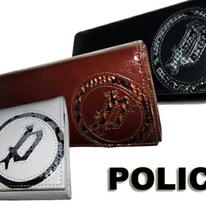 正規品 メンズ レディース ポリス POLICE サングラス愛用 ブランドスムース牛革＆パイソン型押し 長財布 サイフ プレゼント 折り財布 長財布 札入 0513 PA-5503 potj47 旅行 ギフト