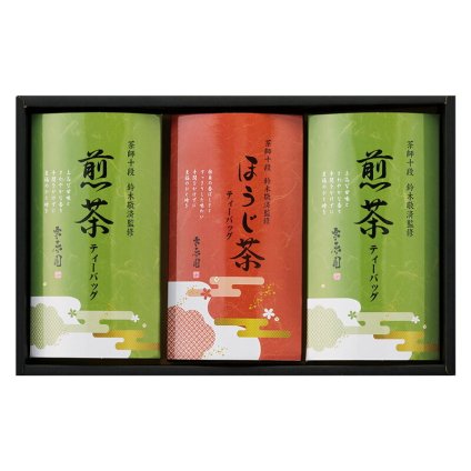 実りの秋の贈り物 茶師十段鈴木敬済監修 ティーバッグ詰合せ 茶師十段鈴木敬済監修 煎茶ティーバッグ（2g×5袋）×2 、茶師十段鈴木敬済監修 ほうじ茶ティーバッグ（2g×3袋）×1