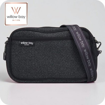 ウィローベイ ショルダーバッグ レディース ブランド WILLOWBAY ラージクロスボディバッグウィズロープ クロスボディ BLACK DENIM