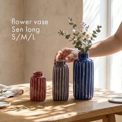 陶器の花瓶 削ぎ ロング S・M・L フラワーベース セン トーツウ｜レッド ブルー パープル｜おしゃれ かわいい｜北欧 カフェ風 インテリア 一輪挿し 花びん 花器｜ギフト プレゼント 新生活 【TOTU】｜クリスマスプレゼント 冬ギフト