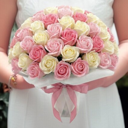 【ミルキーピーチ】「サヴォンローズ」 花束 ブーケ バラの花束 薔薇の花束 花ギフト フラワーギフト フラワーボックス プロポーズ サプライズ ソープフラワー シャボンフラワー 石鹸フラワー 石鹸の花 石鹸のバラ 枯れない花 インテリア 母の日 父の日 敬老の日 クリスマス バレンタイン ホワイトデー 誕生日 入学 卒業 就職 結婚祝い 結婚記念日 退職祝い 記念日 