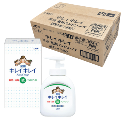 【ノベルティ専用・化粧箱入】ライオン キレイキレイ 薬用 液体ハンドソープ 25本セット（販促品 景品 粗品 記念品 イベント ご挨拶 ギフト 大量 まとめ買い 医薬部外品）