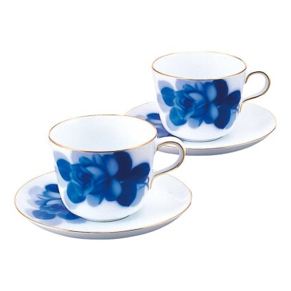 大倉陶園 ブルーローズ モーニング碗皿ペアセット ／マグカップ・ティーカップ コーヒー・お茶用品 キッチン用品 敬老の日 プレゼント ギフト お祝い いつ 70代 80代 メッセージ おじい おばあ 祖父母 お彼岸 お供え 秋 2026 送料無料 ギフト プレゼント プチギフト 内祝い 快気祝い 出産祝い 結婚祝い 引出物 新築祝い お返し