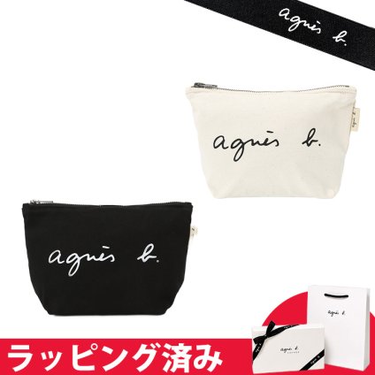 アニエスベー コットンポーチ ロゴプリント ユニセックス Paulette ギフト agnesb.VOYAGE ボヤージュ