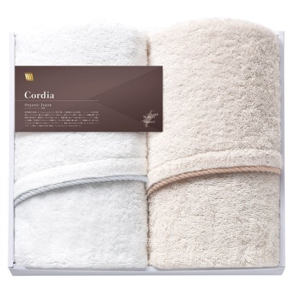 オーガニックジャパン Cordia ハーフバスタオル2P  ／タオル 日用品・ヘルスケア 敬老の日 プレゼント ギフト お彼岸 お供え 秋 2026 送料無料 ギフト プレゼント プチギフト 内祝い 快気祝い 出産祝い 結婚祝い 引出物 新築祝い お返し