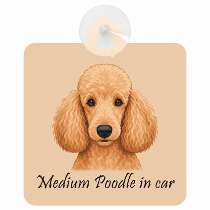 名入れ可 Medium Poodle ミディアムプードル Aタイプ 車 窓ガラス 吸盤タイプ 犬 イラスト付 DOG IN CAR ドッグインカー ドッグオンボード 安全対策 セーフティサイン デコ 外出 ドライブ カーサイン