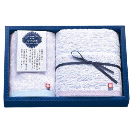 【ギフト対応無料】伊予国 花つむぎ つむぎ フェイスタオル&ウォッシュタオル (IH2031) ※送料無料(北海道・沖縄は除く)