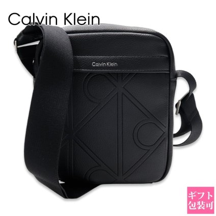 カルバンクライン ショルダーバッグ メンズ Calvin Klein EMBLEM AOP EMBOSS REPORTER 斜めがけ クロスボディ ミニショルダー ロゴ型押し ブラック 黒 ポリウレタン コンパクト 通勤 LV04D3331G-UB1