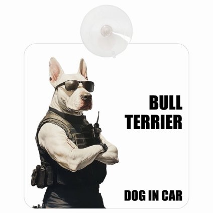 名入れ可 Bull Terrier ブルテリア DOG IN CAR 吸盤 収れん火災防止タイプ 車内用 セキュリティガード風 ちょい悪 ドッグオンボード 安全対策 あおり運転 セーフティサイン 窓ガラス カーサイン 車 犬