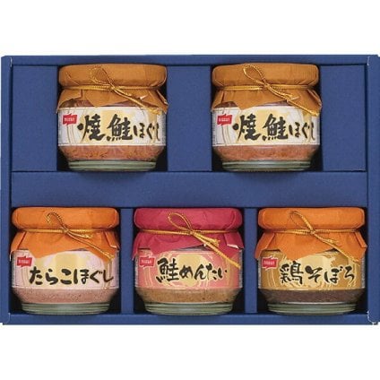 ニッスイ びん詰ギフトセット [26-0474-089] BA-30F 焼鮭ほぐし たらこほぐし 鮭めんたい 鶏そぼろ 詰め合わせ セット 保存食 おかず ギフト 内祝い