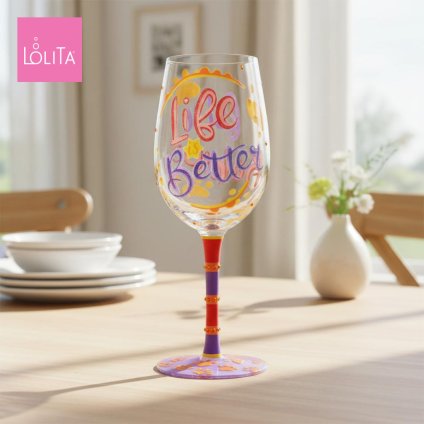 Lolita ワイングラス Life With Fur Babies 22.4cm 毛皮の子と歩む人生 | かわいい おしゃれ ポップ モダン デザイン食器 アート ロリータ･ヤンシー 正規輸入品