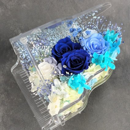 【プリザーブドフラワー／グランドピアノシリーズ】青い薔薇の奇跡とブルーROSEの流れるような美しい音色