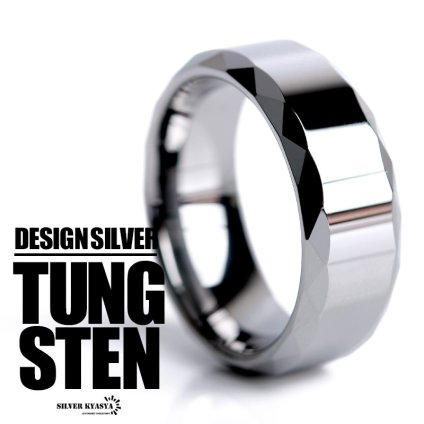 タングステン ダイアモンドカット リング メンズリング シンプル デザイン シルバー 重厚感 ごつめ 指輪 太幅 幅8mm ジュエリー メール便 男性