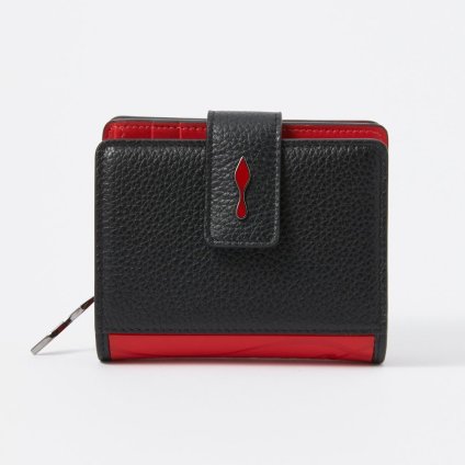 クリスチャンルブタン Christian Louboutin 3195015 二つ折り財布 レディース 財布 パロマ ミニ財布 小銭入れ レザー 本革 ロゴ コンパクトウォレット キャッシュ プレゼント コンパクト PALOMA MINI WALLET ブラック×レッド