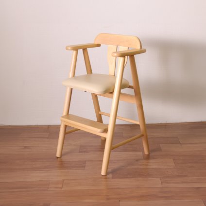 ベビーチェア 完成品 天然木 ライトブラウン・ダークブラウン W44xD44xH72.5cm・座面高49cm・足乗せ高26cm 子供椅子 キッズチェア 木製 ライトブラウン ダークブラウン おしゃれ 新生活
