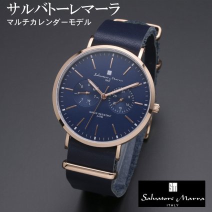 【送料無料】（お取り寄せ）腕時計 メンズ レディース アナログ Salvatore Marra サルバトーレマーラ マルチカレンダー 3気圧防水 レザーベルト SM15117-PGNVPG 本革レザー ブランド 人気 シンプル ウォッチ カジュアル フォーマル[SM15117-PGNVPG]