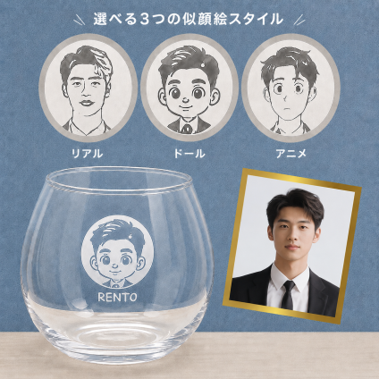 【リアル ドール アニメ 選べる似顔絵 彫刻グラス】アイコングラス 495ml 写真から似顔絵 選べる似顔絵 世界にひとつのオーダーメイドグラスです