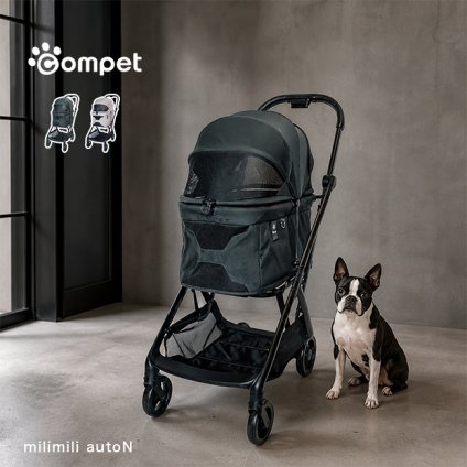 コムペット ミリミリ オートN[コンビ ペットカート 正規品 ペットバギー 犬用カート 猫用カート 超小型犬 小型犬 中型犬 多頭 2匹 多頭飼い ペット カート キャリー 軽量 軽い フレーム 折りたたみ コンパクト 自動 オート]