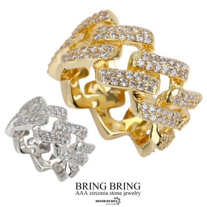 ブリンブリン 喜平 パヴェ リング 指輪 CZ 爪留め AAA 宝石 18金 きへい メッキ ゴールド シルバー 18K bring