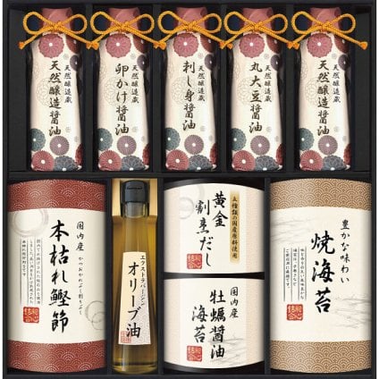 伊賀越 天然醸造蔵仕込み 和心詰合せ [26-2753-074] GNF-HJZ 調味料ギフト 天然醸造醤油 焼き海苔 本枯れ鰹節 だしパック オリーブオイル 詰め合わせ 贈り物 御中元 御歳暮 内祝い 出産 結婚 お返し ギフト