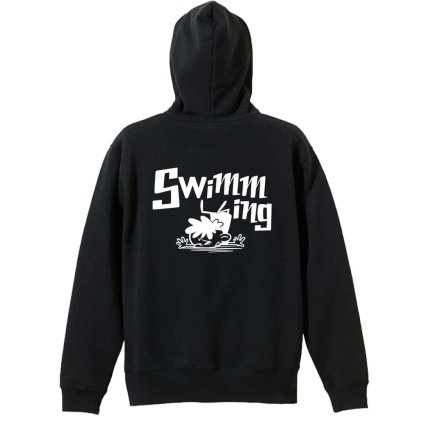 水泳 競泳 パーカー プルオーバー メンズ レディース ジュニア 練習着 裏パイル おもしろ 名入れ スウェット おしゃれ キッズ 大きいサイズ 文字入れ無料 「水泳 七転び八起き」 アートワークスコウベ 【送料無料】