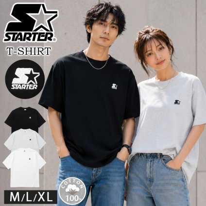 STARTER スターター Tシャツ メンズ レディース 半袖 綿100% ワンポイント ロゴ 刺繍 コットン 無地 ストリート カジュアル スポーティ 春 夏 秋 M L XL 大きいサイズ ユニセックス 2026SS karlas