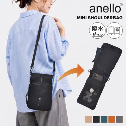 ミニショルダーバッグ anello アネロ PACKT パクト ショルダーバッグ スマホポーチ レディース メンズ 斜めがけ 撥水 軽量 旅行 小さめ 多収納 ポシェット サコッシュ ミニバッグ サブバッグ 散歩 海外旅行 貴重品収納 おしゃれ 大人 ナイロン ブランド プレゼント ギフト