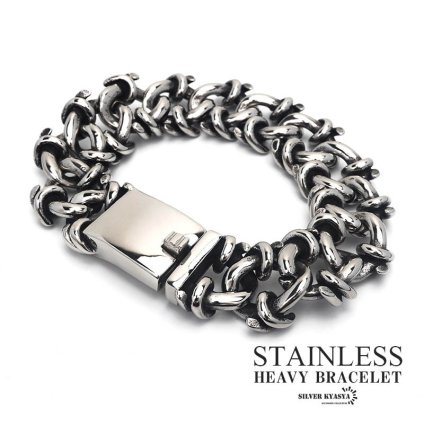 重厚 有刺鉄線ブレスレット メンズ ブレスレット オニハリ バックル ごつめ ごつい ステンレス 316L 金属アレルギー対応 19.5cm 父の日 男性