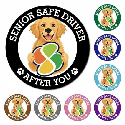 カーサイン 高齢者マーク SENIOR SAFE DRIVER ゴールデンレトリバー マグネット 強力 直径13cm 肉球 日本製 車 ステッカー