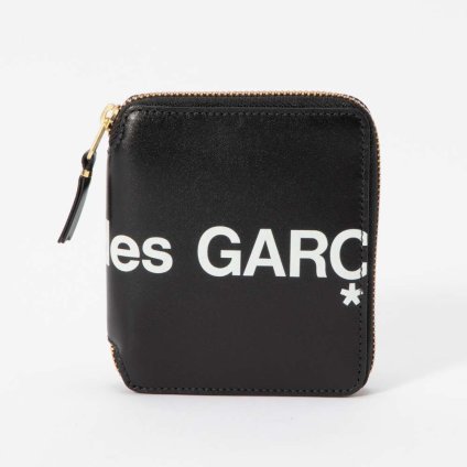 コムデギャルソン COMME DES GARCONS SA2100HL 二つ折り財布 メンズ レディース 財布 ミニ財布 小銭入れ ヒュージレザー ラウンドファスナー プレゼント 折りたたみ HUGE LOGO ブラック
